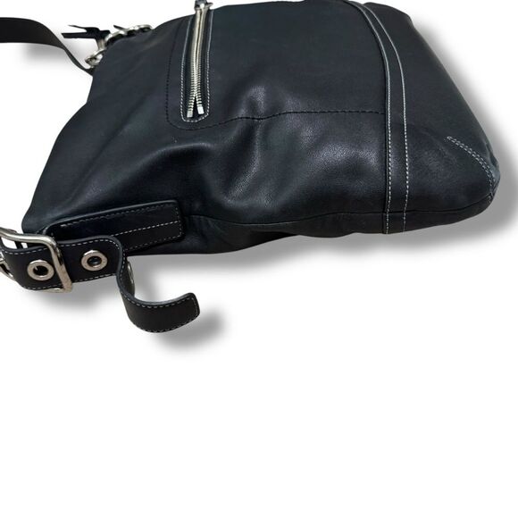 Coach Soho Black Leather Hobo Crossbody Shoulder Bag 1415 Fringe Tassel Purse - Picture 5 of 11